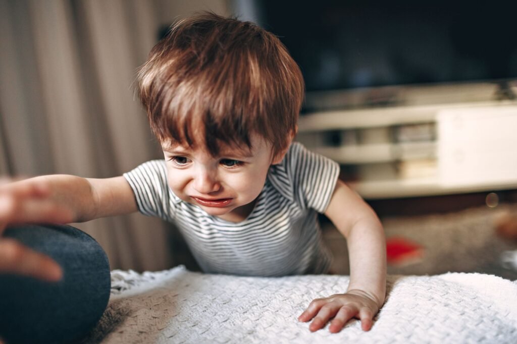 A toddler crying while feeling big emotions