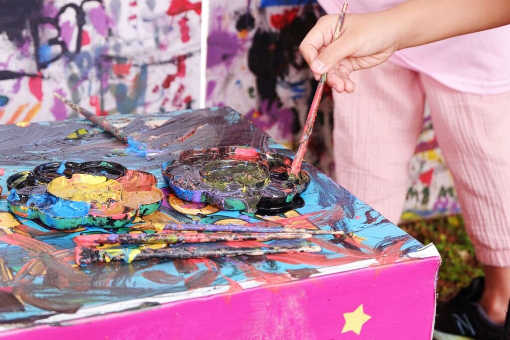 Children mixing colors in a fun, hands-on activity