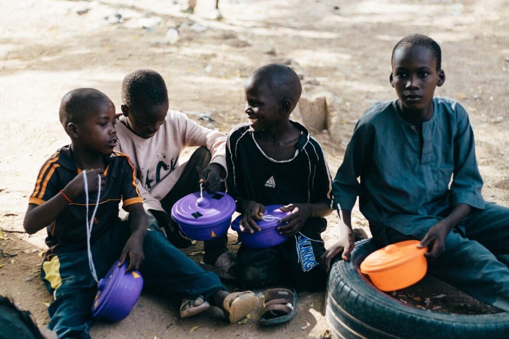 Children playing and laughing together outdoors