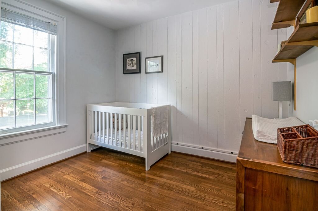 A calming nursery environment designed to promote sleep
