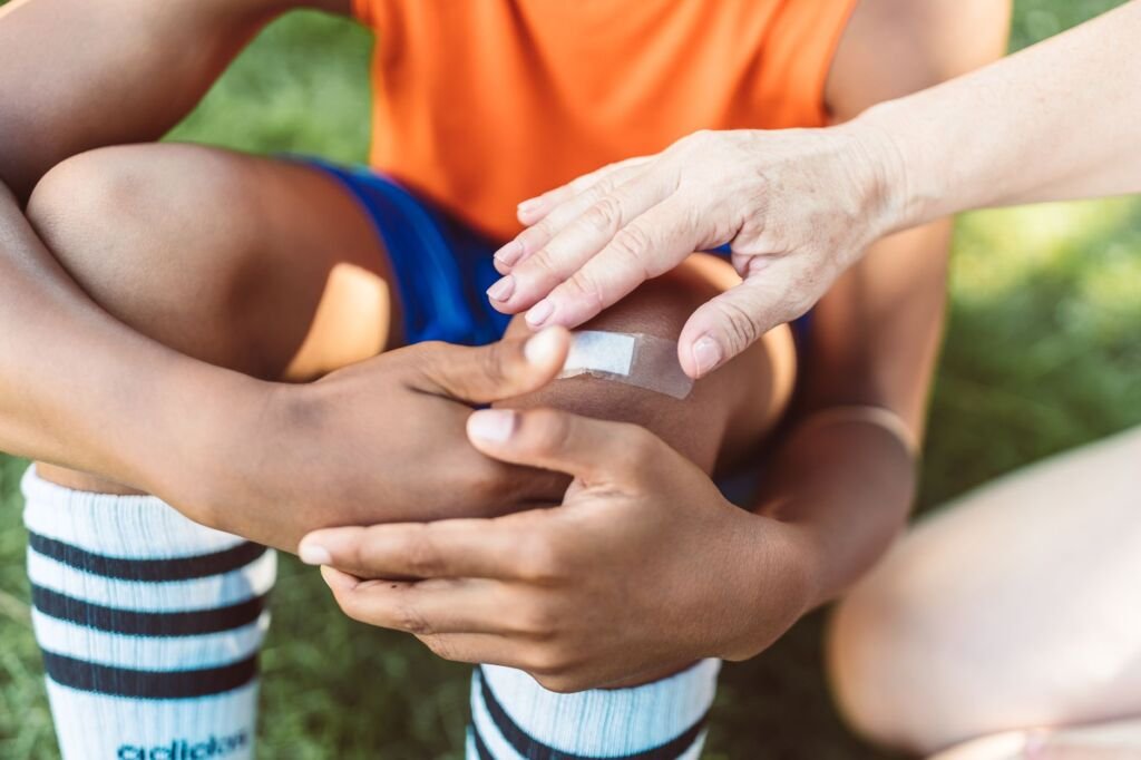 A child receiving treatment for a minor burn, highlighting the importance of prompt care