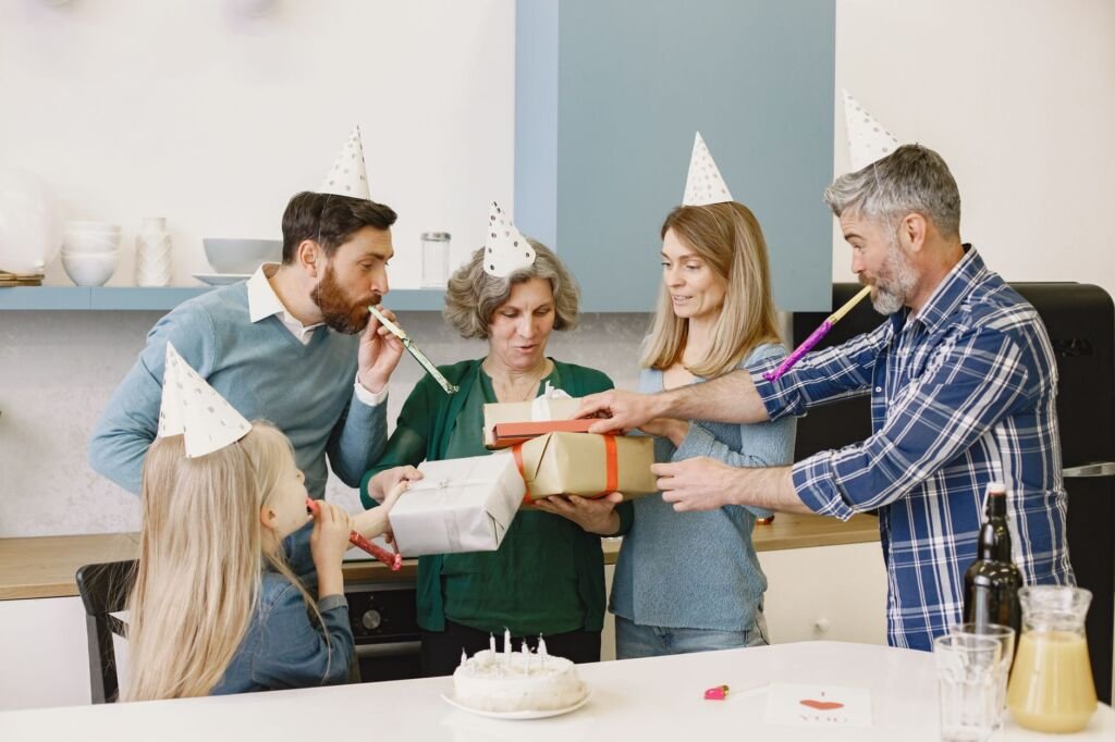 A joyful family celebrating a birthday together