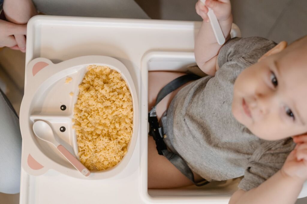 A plate of nutritious pureed baby foods ready for serving