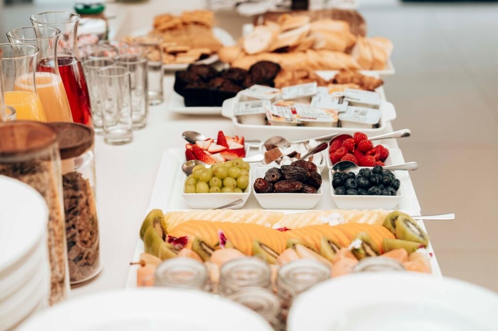A variety of healthy breakfast options displayed on a table