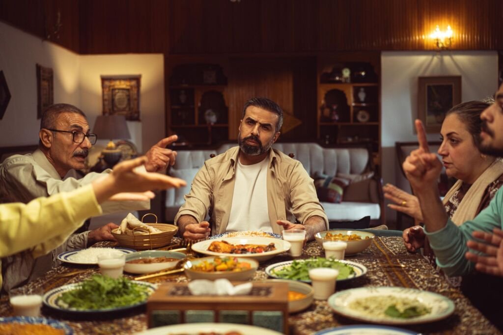 A warm family dinner setting encourages togetherness and conversation